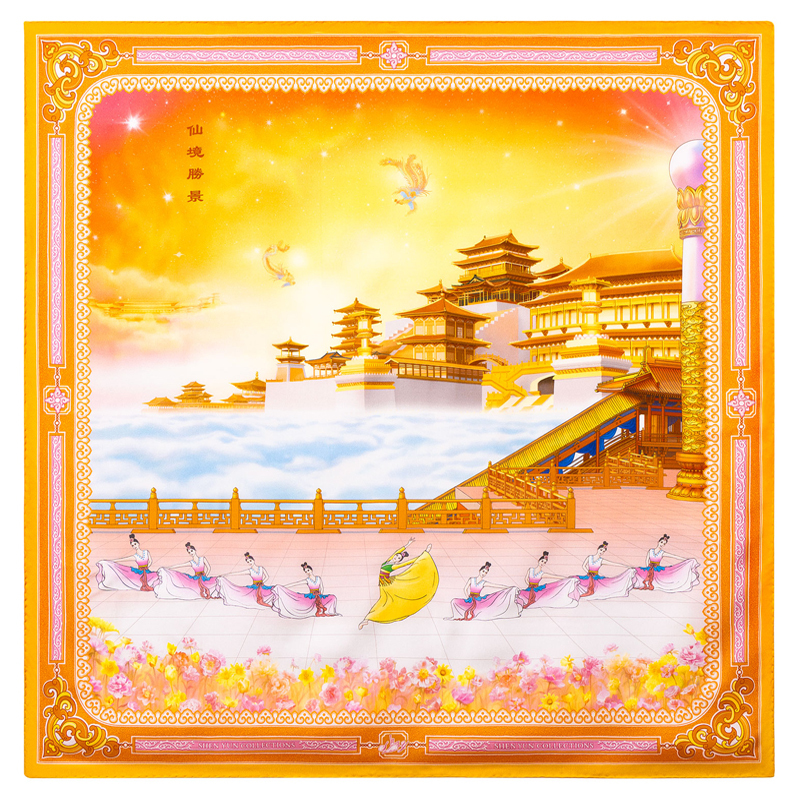 Content heavenly scene silk scarf new