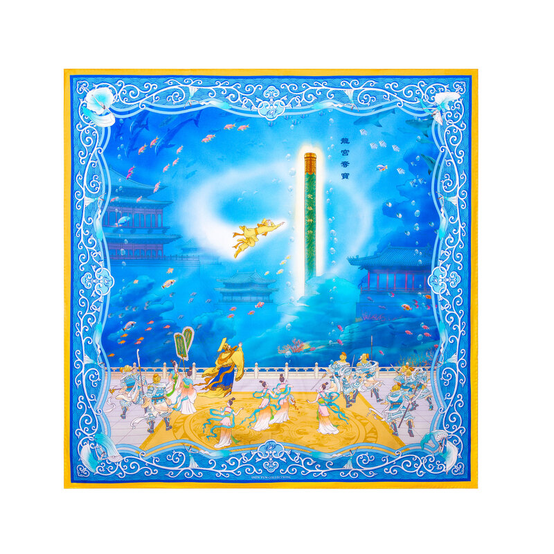 Content monkey king and the dragon palace silk scarf